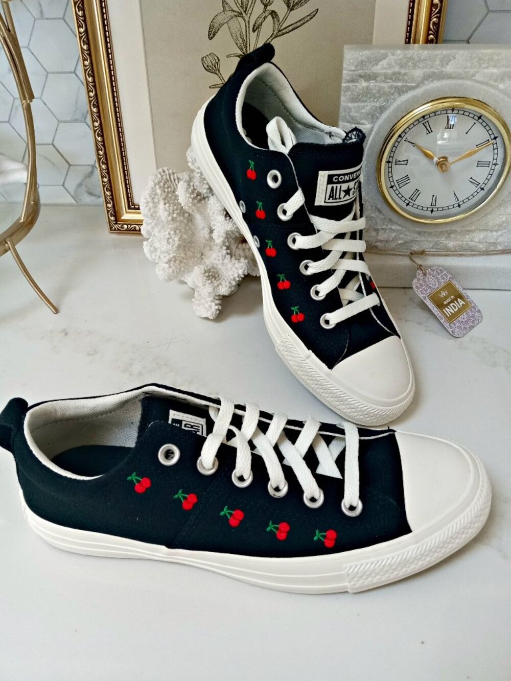 NEW! 89.00 CONVERSE CHUCK TAYLOR EMBROIDERED CHERRIES SNEAKERS